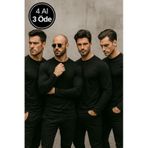 Rich Erkek Siyah 4'lü Paket Basic Uzun Kollu Tişört Sporcu Body T-shirt Siyah