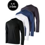 Rich Erkek Siyah-Beyaz-Antrasit-Lacivert 4'lü Paket Basic Uzun Kollu Tişört Sporcu Body T-shirt - Çok Renkli - M