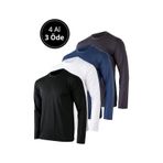 Rich Erkek Siyah-Beyaz-Antrasit-Lacivert 4'lü Paket Basic Uzun Kollu Tişört Sporcu Body T-Shirt - Çok Renkli