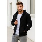 Rich Erkek Siyah Kapüşonlu Kanguru Cepli Fermuarlı Sweatshirt