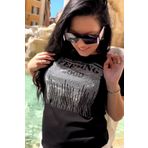 RICH GLAM Crystal Taşlı Büyük Beden Bisiklet Yaka Kısa Kollu Pamuk Şık Kadın T-shirt Tişört