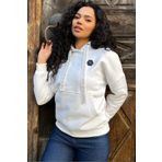 RICH GLAM Crystal Taşlı Içi Polarlı Cepli Kapüşonlu Üç Iplik Şardonlu Pamuk Kadın Tasarım Ekru Sweatshirt