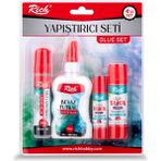 Rich Glue Tutkal Sıvı ve Stick Yapıştırıcı Seti 4lü - Şeffaf