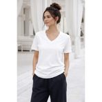 Rich Kadın Beyaz Yumuşak Dokulu İnterlock V Yaka Basic T-Shirt