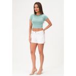 Rich Kadın Crop Bluz Bisiklet Yaka Krop - M - Yeşil
