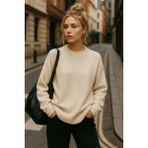 Rich Kadın Ekru Oversize Bisiklet Yaka Triko Kazak - Standart