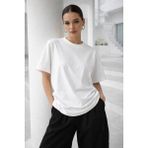 Rich Kadın Ekru Premium Modal Kumaş Oversize T-Shirt