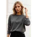 Rich Kadın Füme Pamuklu İnterlock Oversize Sweatshirt