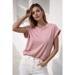 Rich Kadın Gül Kurusu Pamuklu Duble Kol Detaylı Rahat Kalıp T-Shirt