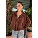 Rich Kadın Kahverengi Oversize Süet Bomber Ceket