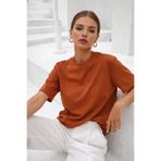 Rich Kadın Kiremit Premium Modal Kumaş Oversize T-Shirt