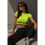 Rich Kadın Pamuklu Sport Baskılı Oversize Kısa Kollu Crop Tişört