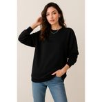 Rich Kadın Siyah Bisiklet Yaka Oversize Sweatshirt
