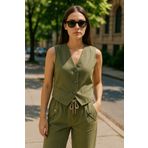 Rich Keten Takım - Haki Yelek & Pantolon İkili Kombin - Modern Fit Yazlık Şık Takım