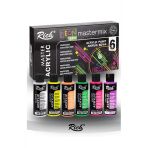 Rich Mastermix Akrilik Boya 6 Renk 60 Ml 1 Paket Neon Renkler Akrilik Boya 6 Lı Profesyonel Tuval Canvas