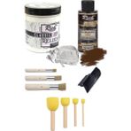 Rich Rölyef Pasta Klasik 350 gr Beyaz Eskitme Boyası Stencil Fırça 4'lü Ponpon Fırça Doku Tarağı Set