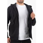 Rich Şardonlu Fermuarlı Kapüşonlu Siyah Sweatshirt Polar Hırka