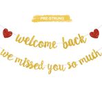 RICHHHA Glitter Gold Welcome Back We Missed You So Much Afiş, Kendin Yap YOK, Hoş Geldiniz Ev Kutlama Süslemeleri Aile Buluşması için, Okula Dönüş Etkinlikleri Askeri Mezunlar Günü Dekorasyonu