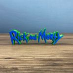 Rick and Morty Logo Figür 20 cm - Eğlenceli Tasarım - Mavi - Yeşil
