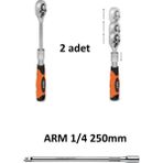 Rico 2 Adet 1/4 Uzatmalı Cırcır Kolu Lokma Arm 1/4 Çeyrek Ara Kol 250MM
