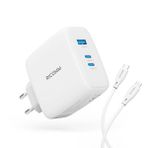 Ricomm 120W GaN 3 Portlu USB-C + USB-A QC3.0 PPS Beyaz Hızlı Şarj Aleti + Type-C to Type-C 100W Şarj Kablosu