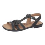 RICOSTA Kayışlı sandalet Birte – kaymaz kız sandaletleri – çocuklar için düz sandalet – gerçek deri sandalet, Siyah 090, 32 EU
