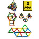 Riddex 2 Adet Manyetik Lego Mıknatıslı Denge Oyun Çubukları Eğitici Oyuncak 2 Adet 37 Parça Lego Seti