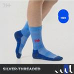 Rider Healthcare Cryo Silver + Havlu Taban Kısa Gümüş İplikli Çorap — Mavi/Beyaz (Erkek) - Standart - Mavi - Beyaz