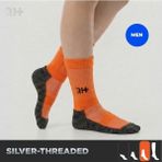 Rider Healthcare Cryo Silver + Havlu Taban Kısa Gümüş İplikli Çorap — Turuncu/Siyah (Erkek) - Standart - Turuncu - Siyah