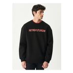 Riders By Lee L222665-001 Bisiklet Yaka Oversize Siyah Erkek Sweatshirt