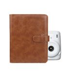 Rieibi 128 Cepli Instax Mini Fotoğraf Albümü, Cüzdan PU Deri Fotoğraf Albümü, Fujifilm Instax Mini Evo/11/8/9/7s/25/70/90 Anında Kamera, Polaroid Kahverengi için Parlak Renkli Fotoğraf Albümü