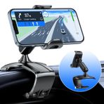 RIEMKSL Araç Gösterge Paneli Telefon Klipsi Tutucu, 360° Dönen Dash Direksiyon Cep Telefonu Kelepçesi Montaj Standı 10-7 cm Akıllı Telefonlarla Uyumlu (Siyah)