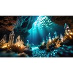 Riivvdise Akvaryum Arka Planı Su Altında Kristal Teraryum Fon Mağara Tarzı Kaya Güneş Işığı Işınları Balık Tankı Arka Plan Sürüngen Habitat Fon Duvar Kağıdı Poster Dekor Vinil 24x12 inç