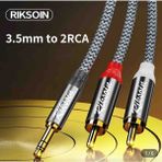 Riksoin 3-Metre 3.5mm To 2 Rca Aux Ses Kablosu 3.5mm Jack Rca Ayırıcı Aux Hi-Fi Ses Teknolojisi Hasır Örgülü Sağma Kablo Orjinal