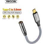 Riksoin Type-C To 3.5mm Jack Aux Dac Çip+Hi-Fi Ses Teknolojisi Ce Lisanslı Kulaklık Çevirici Dönüştürücü Hasır Örgülü Sağlam Orjinal