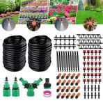 Rilicco 100 FT Damla Sulama Sistemi Kiti, Sera, Avlu, Çim, Bitki için Otomatik Bahçe Sulama Sisleme Sistemi, 2'si 1 Arada Nozul ve 50ft Dağıtım Borusunun İki Bölümü ile birlikte gelir.