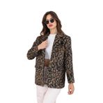 RİMA Kadın Kaşe Ceket Leopar desenli L