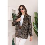 RİMA Kadın Kaşe Ceket Leopar desenli M