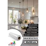 RİMAFOL PARLAK BEYAZ KENDİNDEN YAPIŞKANLI MUTFAK DOLAP TEZGAH VE MOBİLYA KAPLAMA FOLYOSU 50CMX1METRE-3 adet ve üzeri hediyelidir.