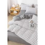 Rimo Home TEK KİŞİLİK NEVRESİM TAKIMI PLAID BEYAZ KARE