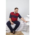 Rimoli Erkek Bordo Kısa Kollu Süprem Büyük Beden Pijama Takım