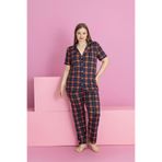 rindahomewear Büyük Beden EKOSE DESEN MİLAN Düğmeli Pijama Takımı