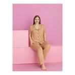 rindahomewear Büyük Beden YAZI BASKILI MİLAN Düğmeli Pijama Takımı