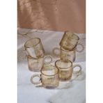 Ringo Line Amber 6'lı Boncuk Kulplu 100ML Cam Fincan Espresso ve Türk Kahvesi Fincanı - 6 Adet - 100 ml
