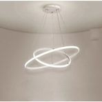 Rings Modern Tasarım Beyaz Renk - Yatak Odası - Salon - Çocuk Odası - Mutfak Beyaz LED 2 Li Avize - Metal
