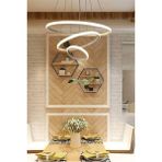 Rings Modern Tasarım Eskitme Renk - Yatak Odası - Salon - Çocuk Odası - Mutfak Beyaz LED 3 Lü Avize - Metal