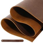 RingSun 30 cm x 60 cm El Sanatları için Hakiki Deri Çarşaf Sırçalı Deri Alet Deri (2 mm) Kalın Sığır Derisi Parçalar Kare, Koyu Kahverengi