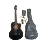 Rio Siyah Klasik Gitar Kesik Kasa Sap Ayarlı 4/4 Tam Boy Kılıf-pena-askı-kapo-sticker-çevirici-(CBK)
