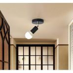 Riolight Modern Krom Mafsal Hareketli Başlık 1XE27 Duylu Siyah Metal Spot Tavan Armatür Avize - Ahşap
