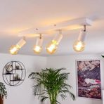 Riolight Modern1 Beyaz1 4XE27 Mafsallı Hareketli Başlık(Glop Ampul Hariç) Metal Spot Avize - Ahşap